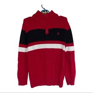Boys Izod Red, Black and White Sweater Size 6-7